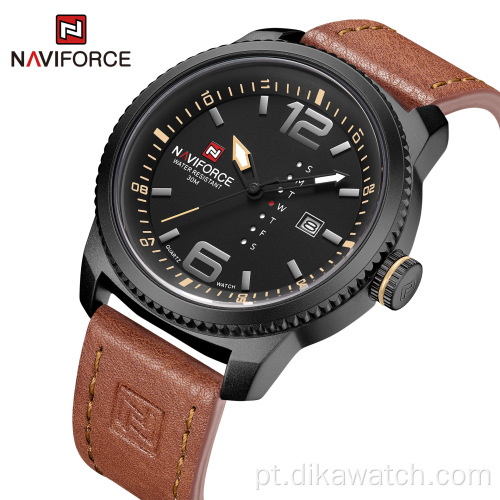 Naviforce 9063 calendário semana Dual Display Sport Relógios